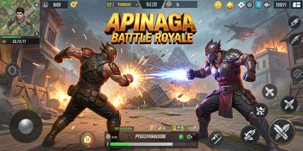 Tangkapan layar APINAGA menampilkan aksi mendebarkan dalam pertempuran Battle Royale.