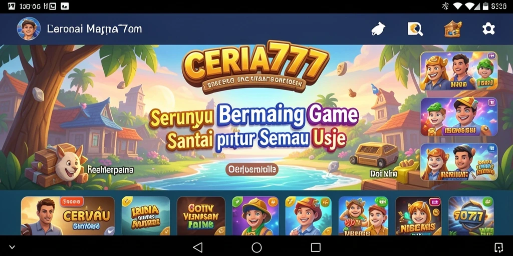 Screenshot CERIA777 menampilkan gameplay seru dan karakter lucu.