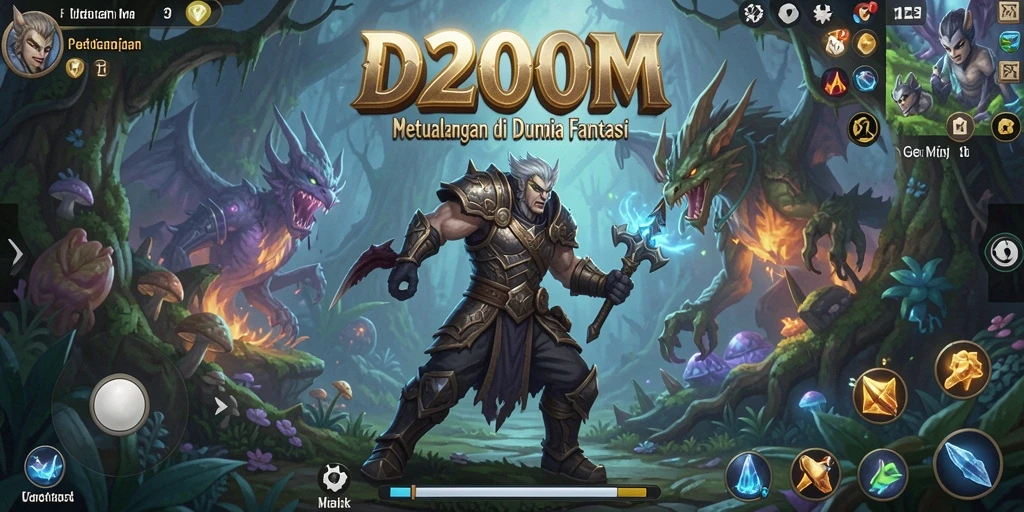 Tangkapan layar gameplay D200M dengan aksi pertempuran seru.