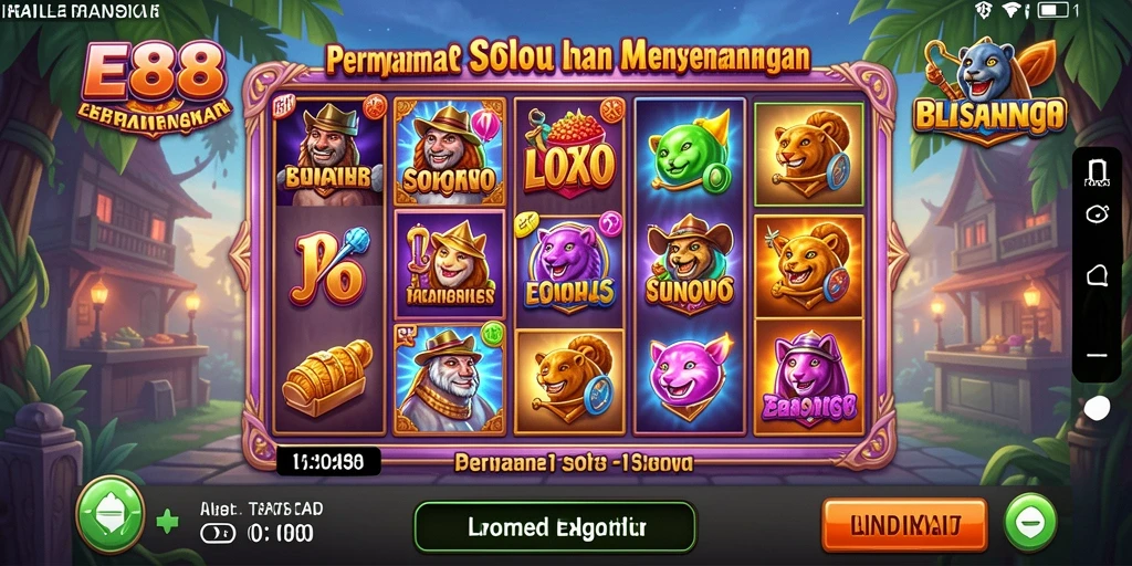 Tampilan gameplay E88 yang menegangkan dengan simbol Slot yang beragam.