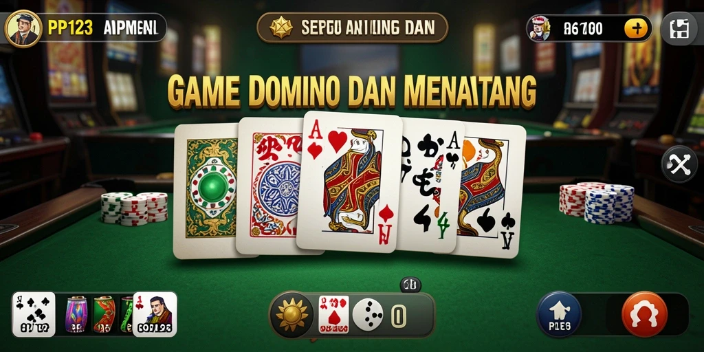 Screenshot gameplay PP123 menampilkan suasana bermain domino yang intens.