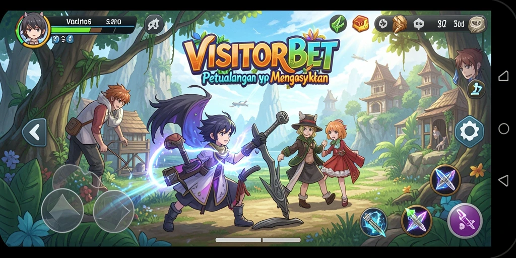 Tampilan gameplay VISITORBET dengan karakter Anime yang menarik.